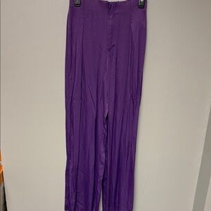 Zara Purple Wide Leg Pants Size S Viscose Stretch High Rise